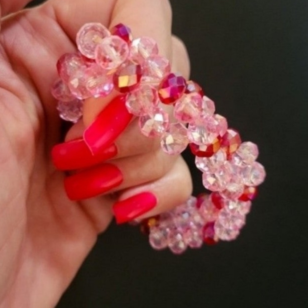 BEADED STRETCH ABSTRACT BRACELET 3 ROWS - Picture 9 of 11